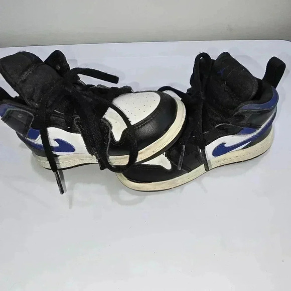 Nike Air Jordan 1 Mid TD Blue White Black Baby Toddler Shoes 640735-140 Size 7 - Picture 5 of 11